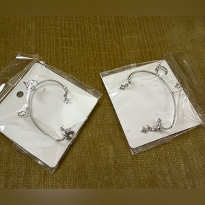 Elegant Silver Women's Ear Cuffs Moon and Stars